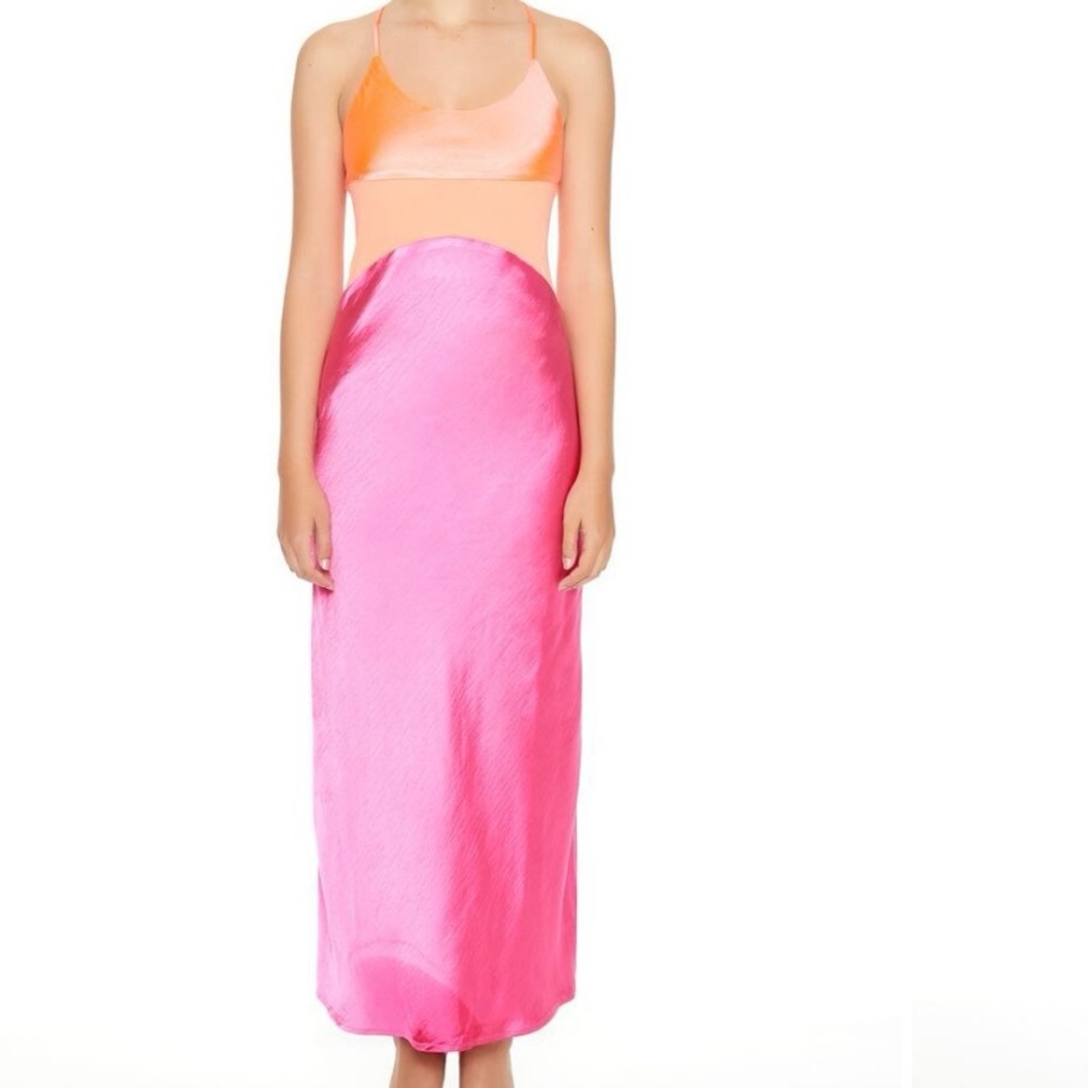 NWT Satin Color Block Party Dress